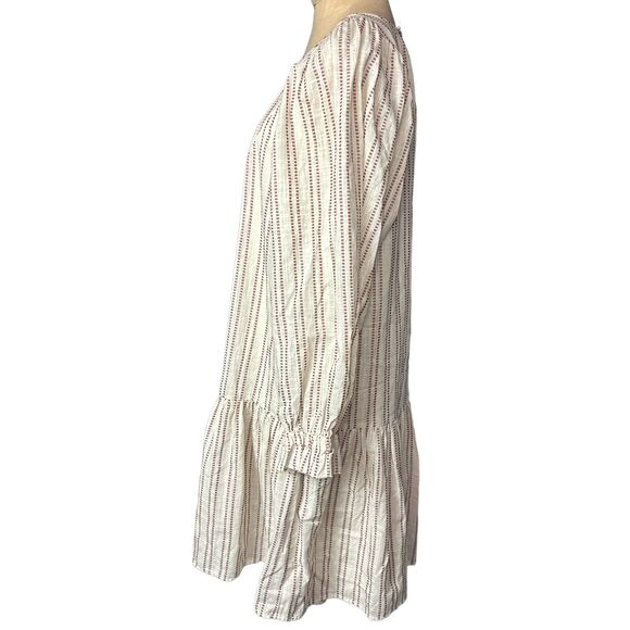Elizabeth and James Boho Lagen Western Ivory Burgundy Striped Dress Size Small - Picture 5 of 5